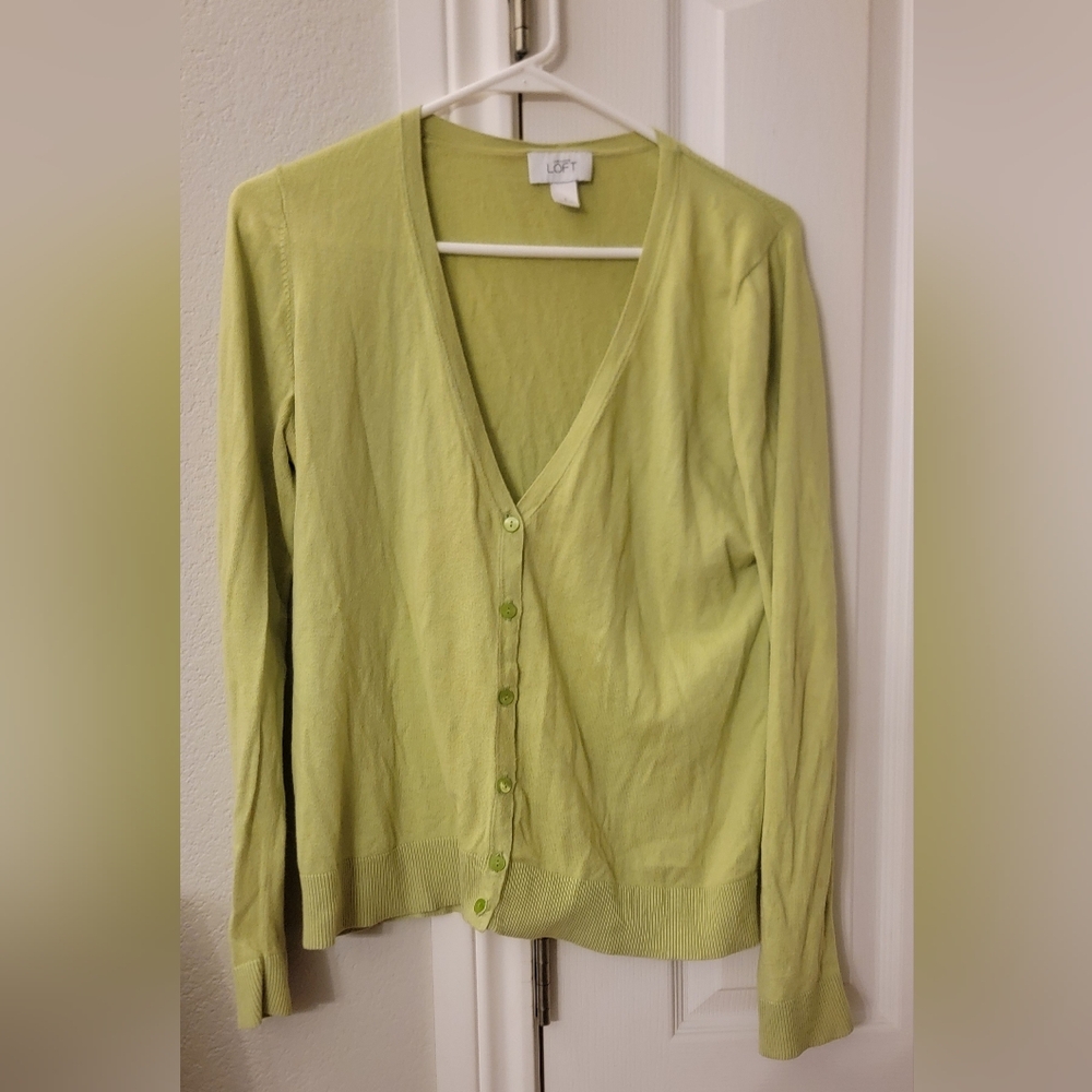 LOFT Green Sweater Cardigan
